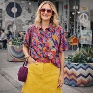 Zara Multicolor Button Down Shirt